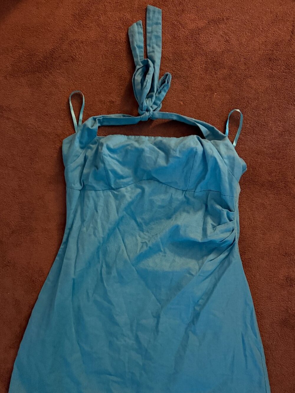 Sweet Wanderer Blue Halter Mini Dress